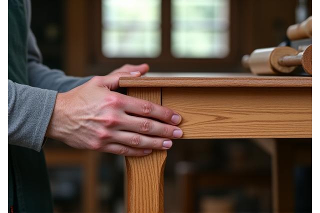 Craftsman shaping wood for bespoke furniture