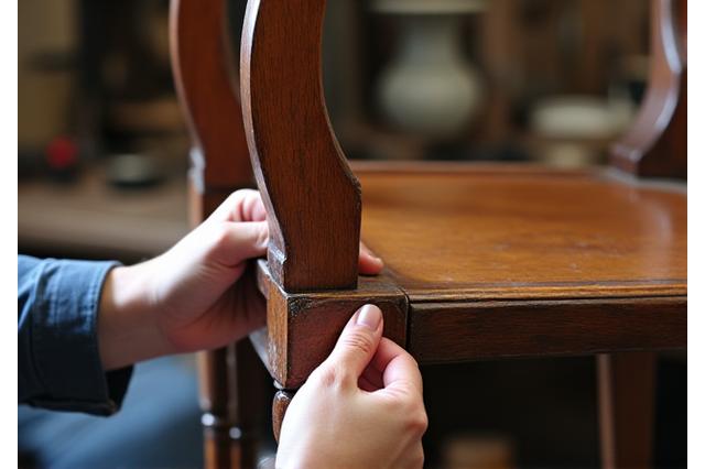 Antique chair being meticulously restored
